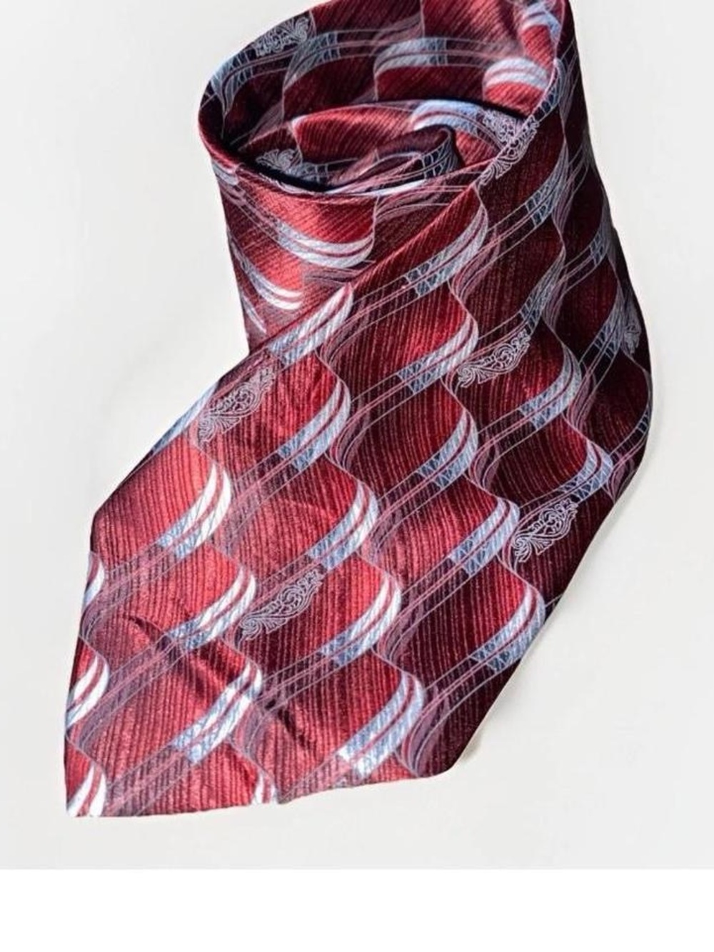 Puritan Maroon and Silver Wave Silk Tie